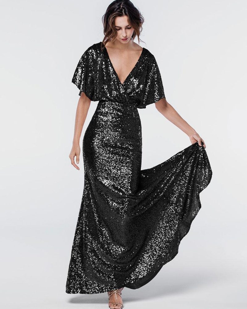 Sequined Mermaid Floor-Length Fashion Formal Bridesmaid Dresses