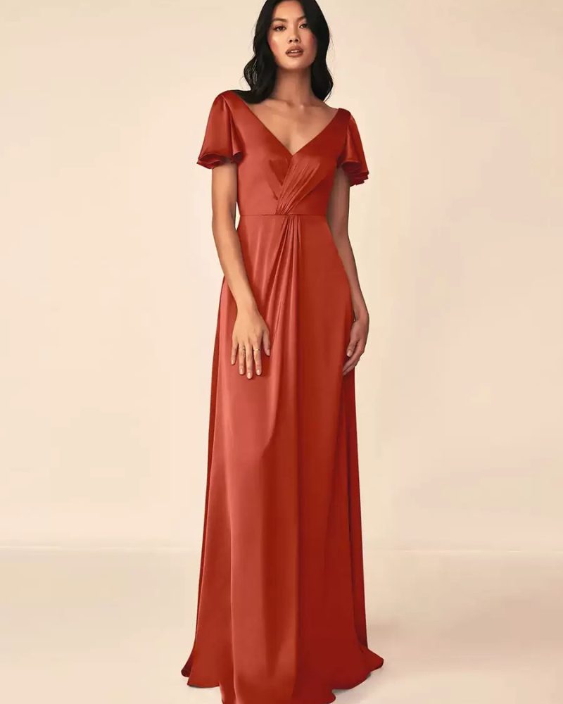 Elastic Silk Like Satin Fashion Floor-Length Zipper Formal Bridesmaid Dress