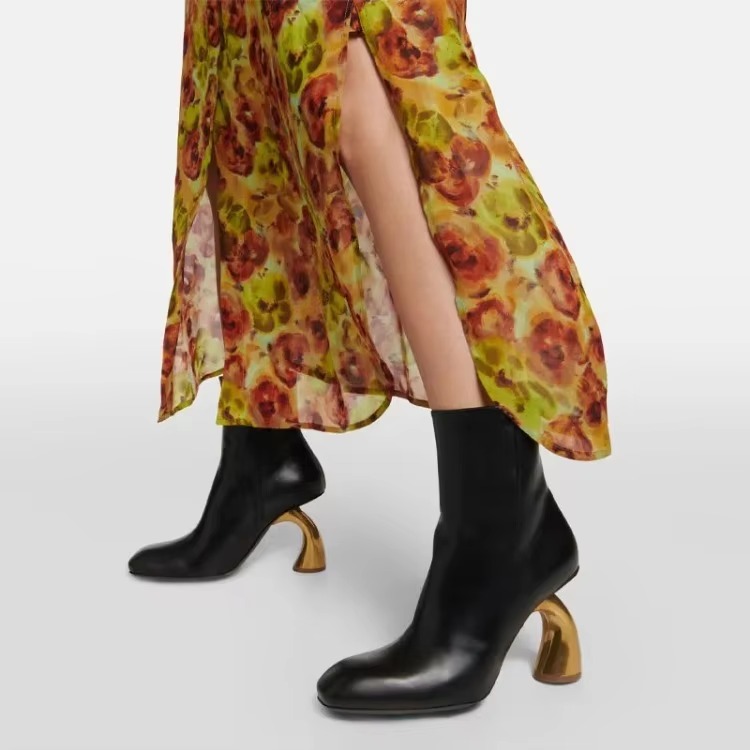 Casual Solid round toe Strange Style Irregular High Heels Ankle Boots