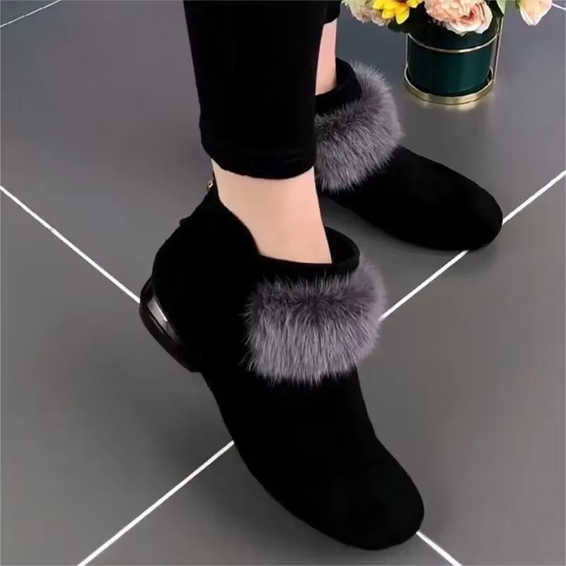 Elegant Solid Pointed toe Non-slip Office Ladies Zipper Short Low Heel Boots7. Elegant Solid Round toe Non-slip Office Ladies Zipper Short Low Heel Boots