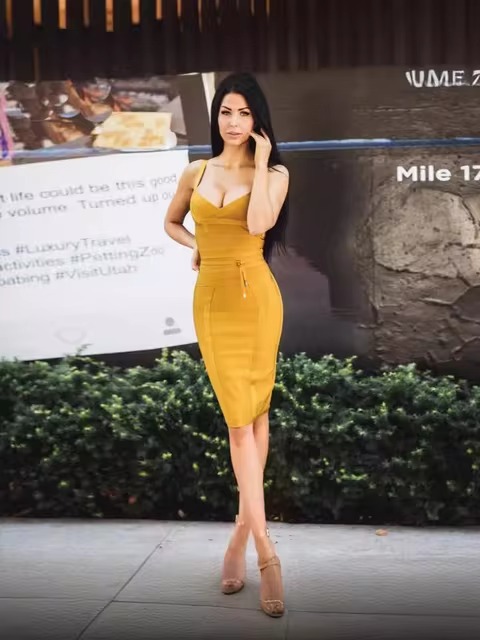 Elegant Spaghetti Strap V Neck Belt High Quality Party Bandage Bodycon Dress