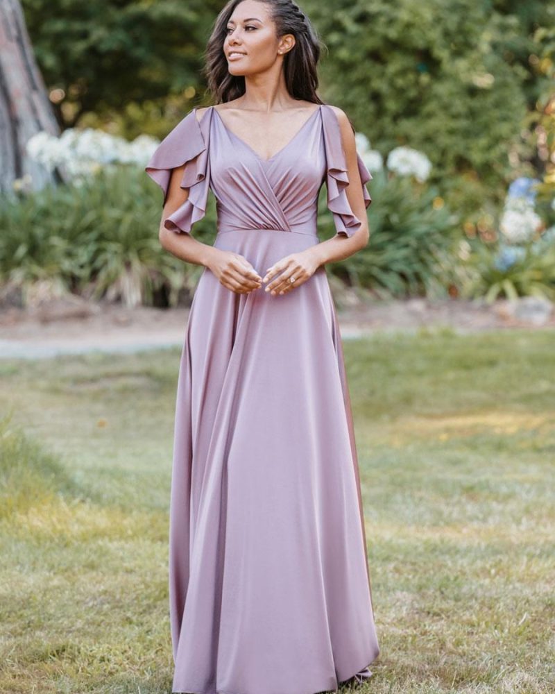 A-Line Elastic Silk Like Satin Fashion Short Zipper Bridesmaid Dress