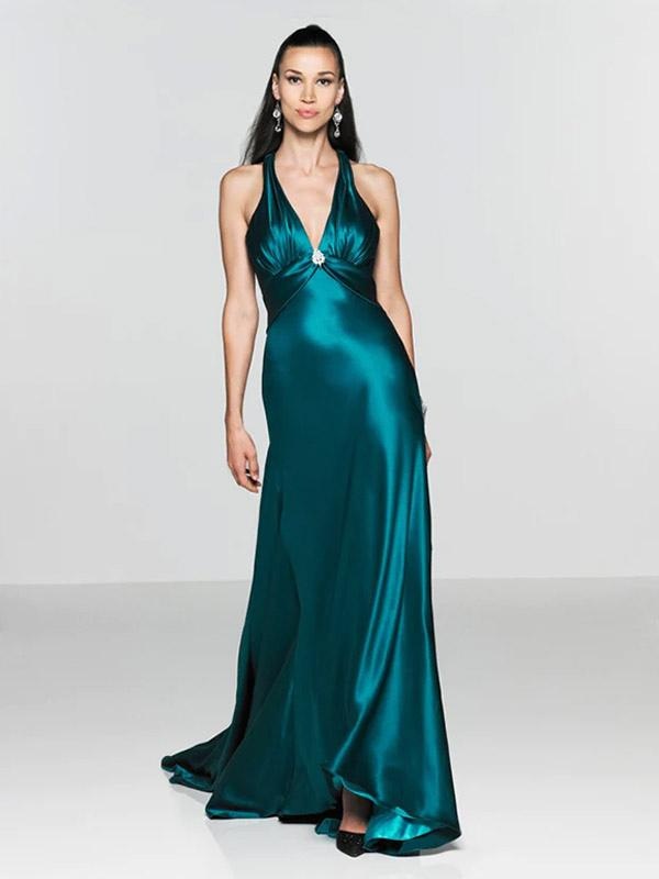 Elastic Silk Like Satin Fashion A-Line Sweep Formal Bridesmaid Dress