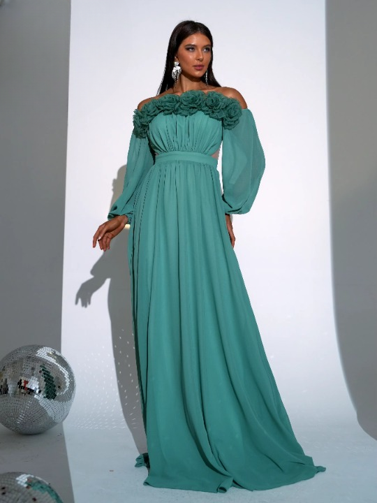 A Line Chic Off Shoulder Split Gown Elegant Graduation Maxi Dresses