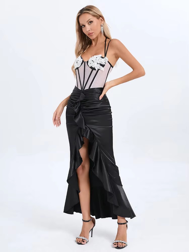 Elegant Luxury Diamond Strapless Bandage Patchwork Backless Party Dresses