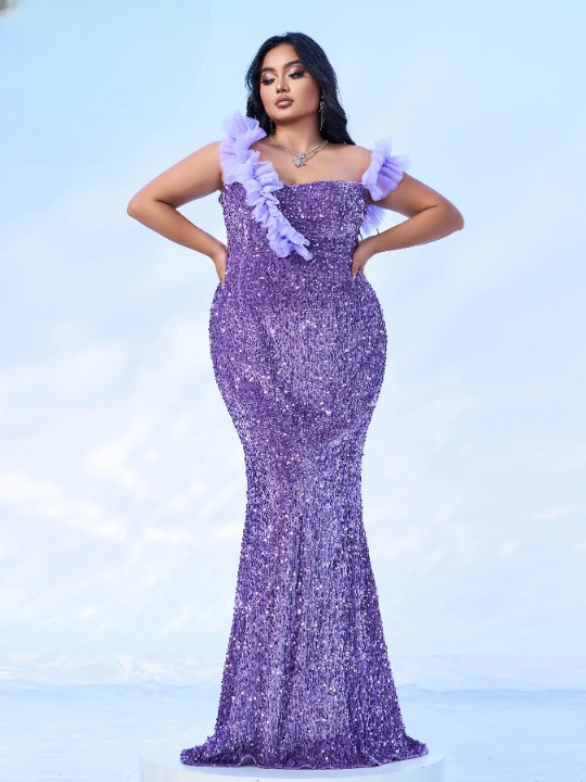 Mermaid One Sholuder Gown Floor Length Sequin Formal Elegant Maxi Dresses