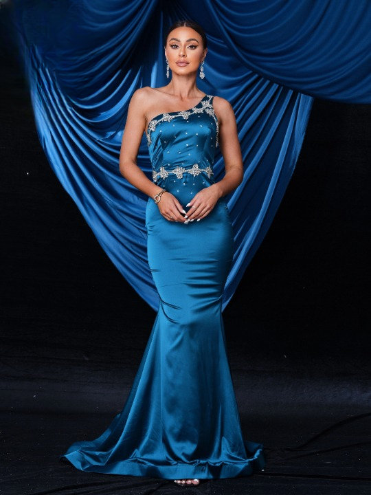 Mermaid Satin One Shoulder Gown Elegant And Vintage Maxi Dresses