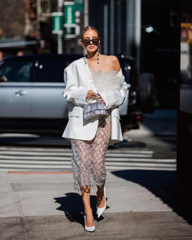 Sequins Feather Bandage Strapless Long Skirt Top Two Piece Suit Party Sets