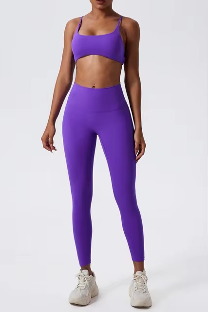 Super Soft Fabrics Bra High Waist Leggings 2 Pcs Sports Set