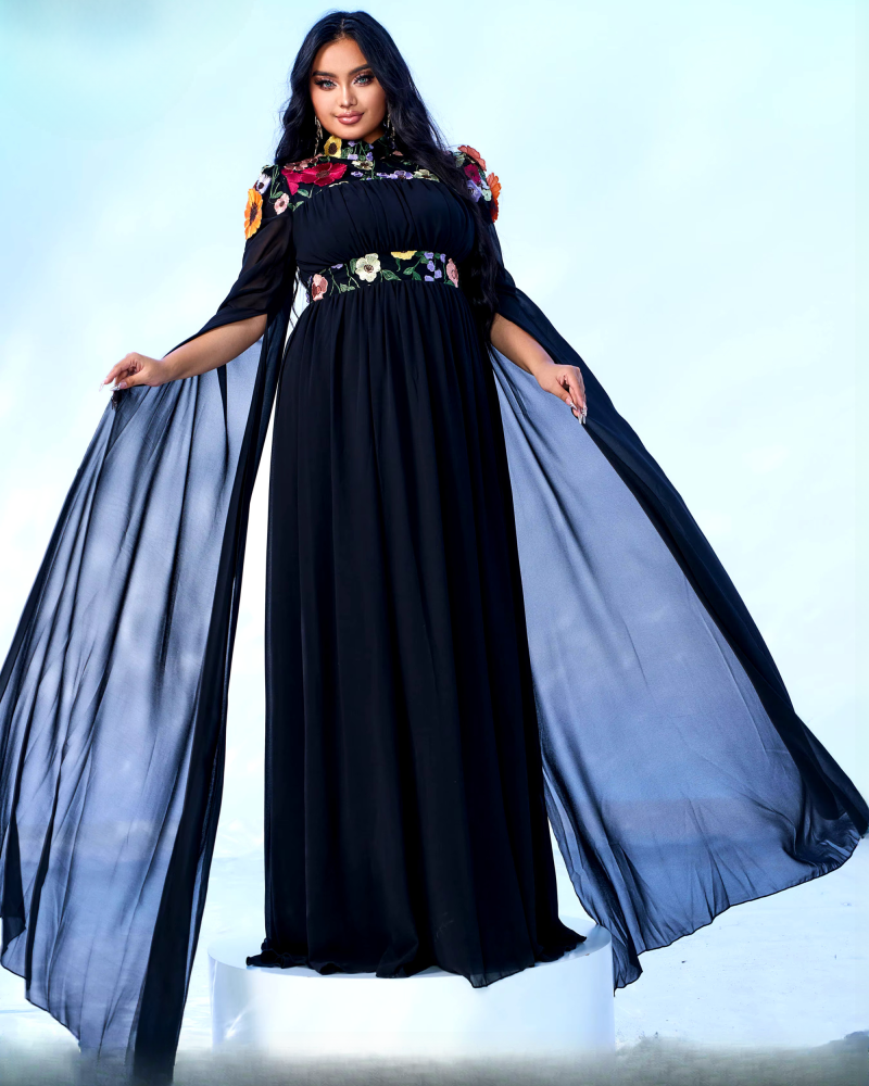 A Line Round Neck Formal Gown Elegant And Vintage Party Maxi Dresses