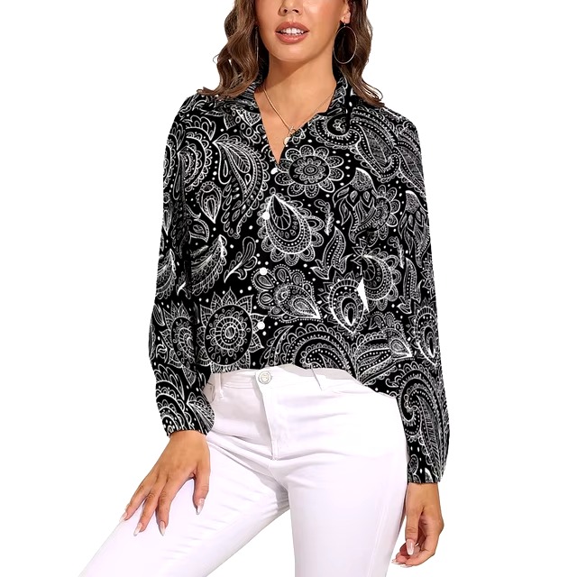 Vintage Print Single Breasted Regular Fit Long-Sleeve Shirt