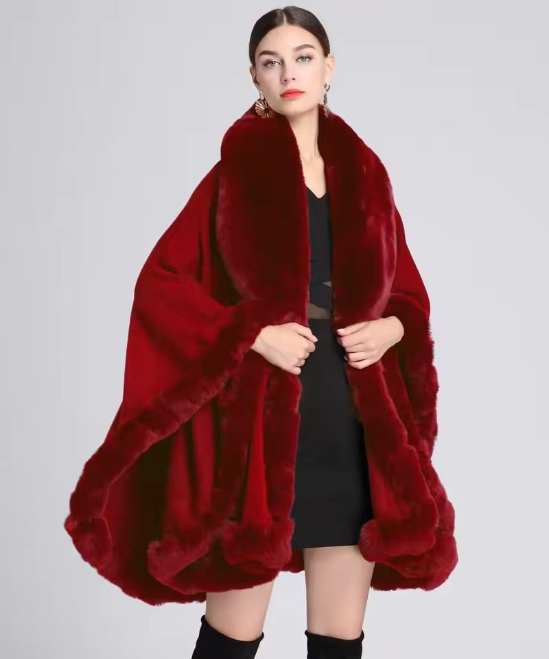 Classic Rex Rabbit Faux Fur Cashmere Feel Warm Wrap Shawl