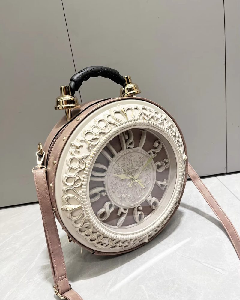 Casual Designer pu leather zipper clock-shaped funny round bag