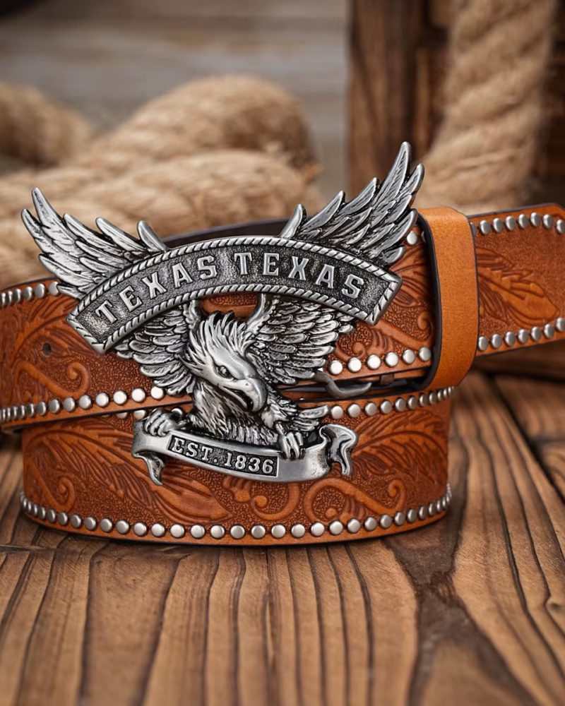 Cowboy PU Leather Vintage horse Floral Buckle Western Belt