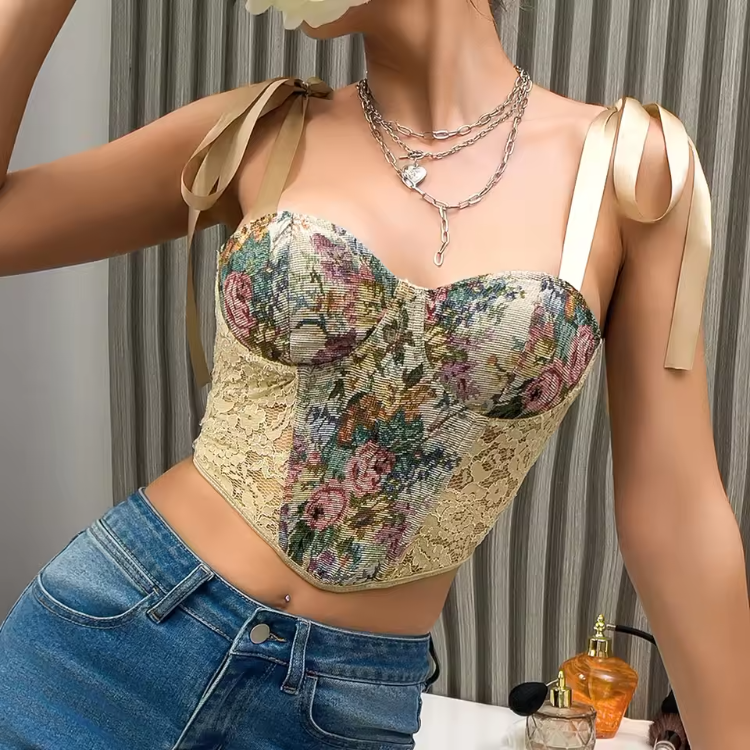 Street Style Slim Embroidery Backless Crop Tops