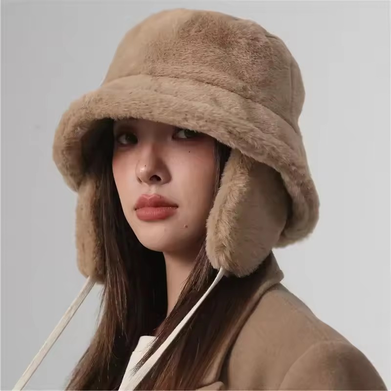 Bomber Warm Bucket Fur Cotton Fabric Ear Protection Cap