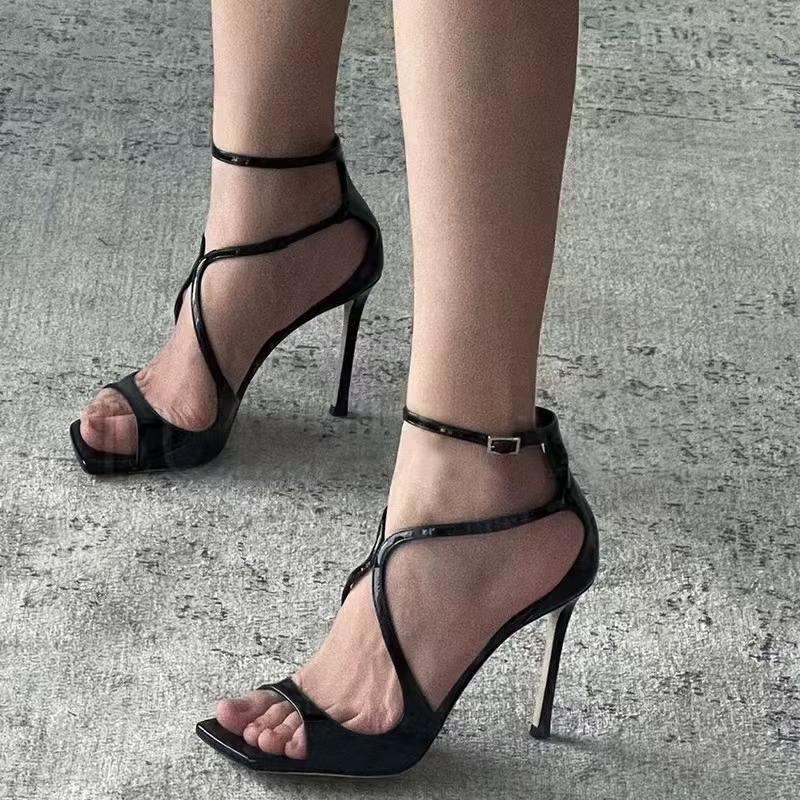 Elegant Square Open Toe High Heels Wedding Banquet Shoes
