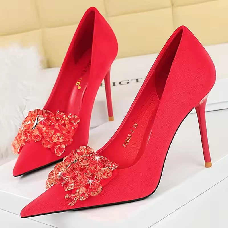 Rhinestone Bowknot Luxury Gemstone Banquet Stilettos High Heels Shoes