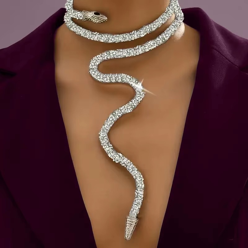 Trendy Snake Twistable Sparkling Zircon Diy Chain Bone Bracelet Bangles Necklace