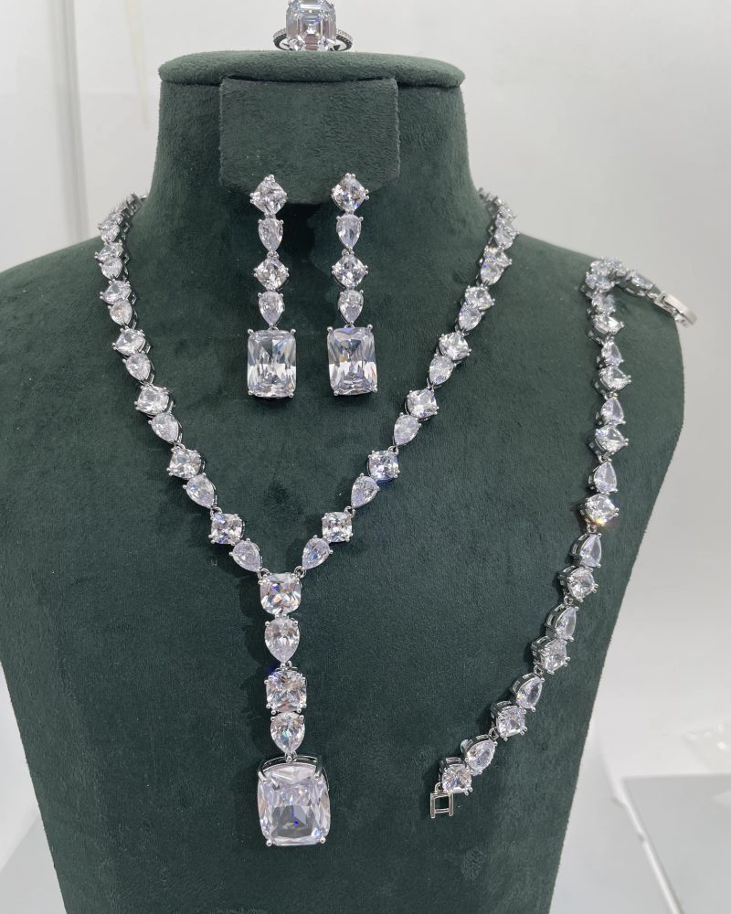 4pcs Luxury Crystal Wedding Bridal Zirconia Full Jewelry Sets