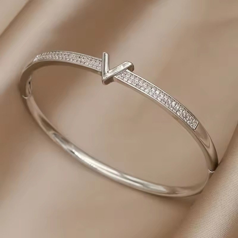 Cubic Zircon Wide Wedding Bridal Zirconia Crystal Bracelet