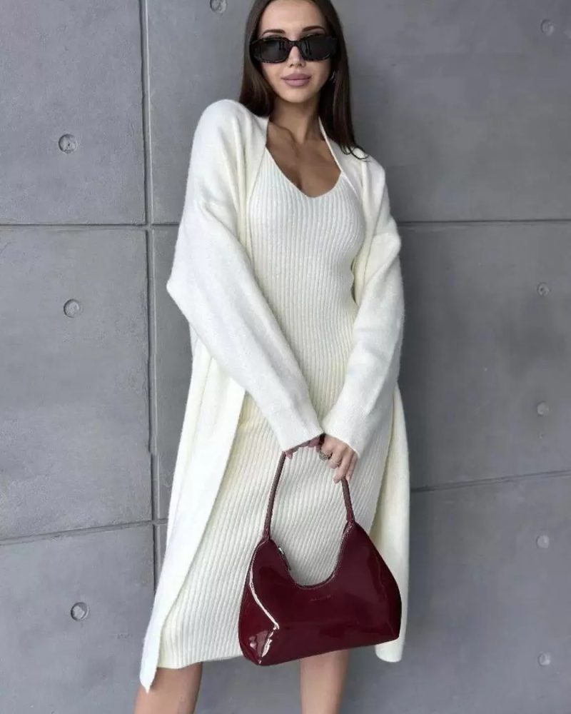 Elegant Jewel Neck Long Sleeves Outerwear 2 pieces Set