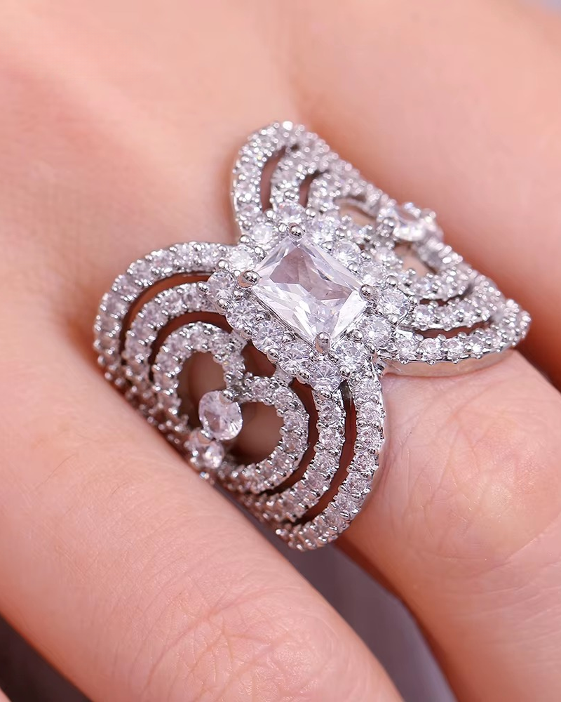 Ingenious Cubic Zircon Adjustable Mask Shape Bridal Wedding Party Ring