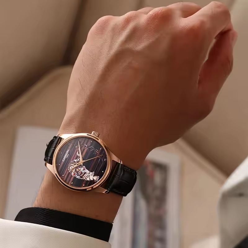 Luxury Sapphire Crystal Zodiac Series Tiger Automatic Mechanical Watches