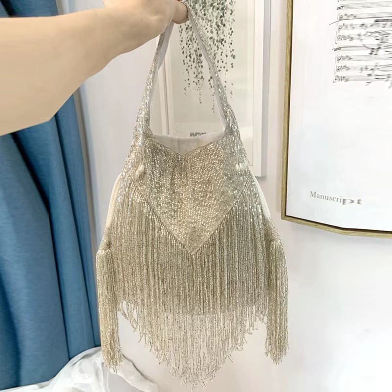 Tassels Beaded Retro Handmade String Totes Embroidery Handbag