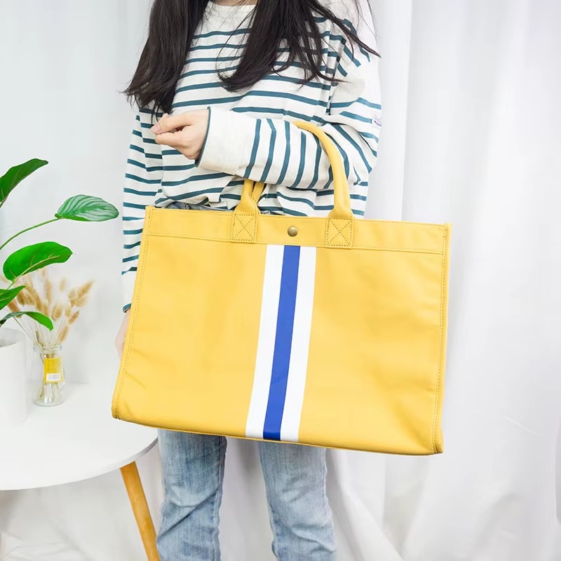 Casual Large Capacity Striped Tote Simple Canvas Beach Handbags