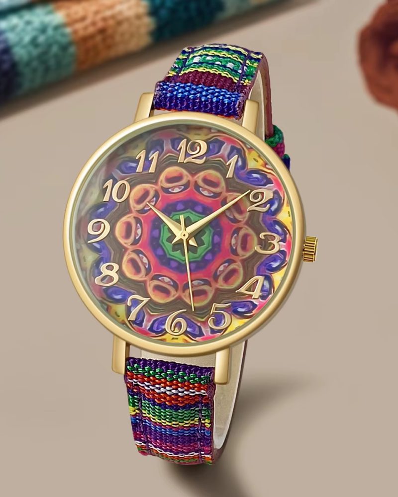 Elegant Leather Buckle Arabic Numeral Markers Quartz Watch