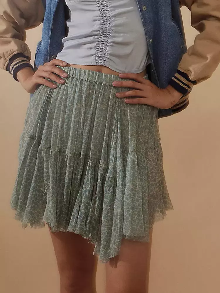 Casual Chiffon Printed High Waist Printed Irregular Mini Skirt