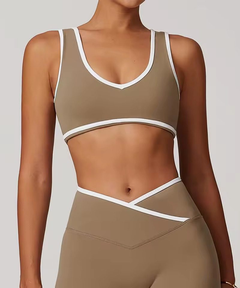 Trendy Color Blocking Breathable Running Vest Fitness Yoga Sports Bra