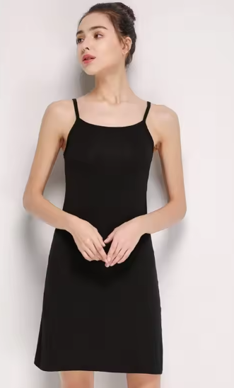Casual Long Under Dress Shoulder-Straps Solid Underskirt Inner