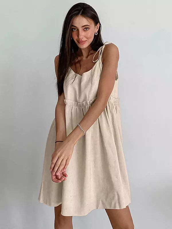 Casual Sleeveless Spaghetti Straps Backless Street Wear Short Shift Dress