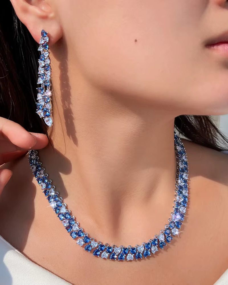 Creative Shiny Heart Zirconia and Synthetic Elegant Bridal Wedding Party Jewelry Set