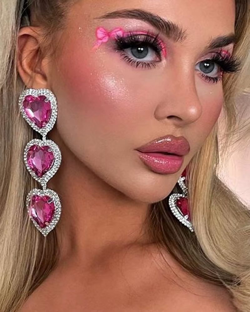 Crystal Heart Statement Love Pendant Rhinestone Dangle Earrings