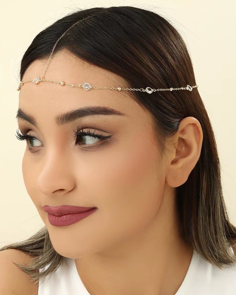 Crystal Stone Hair Headband Metal Simple Head Chain Forehead