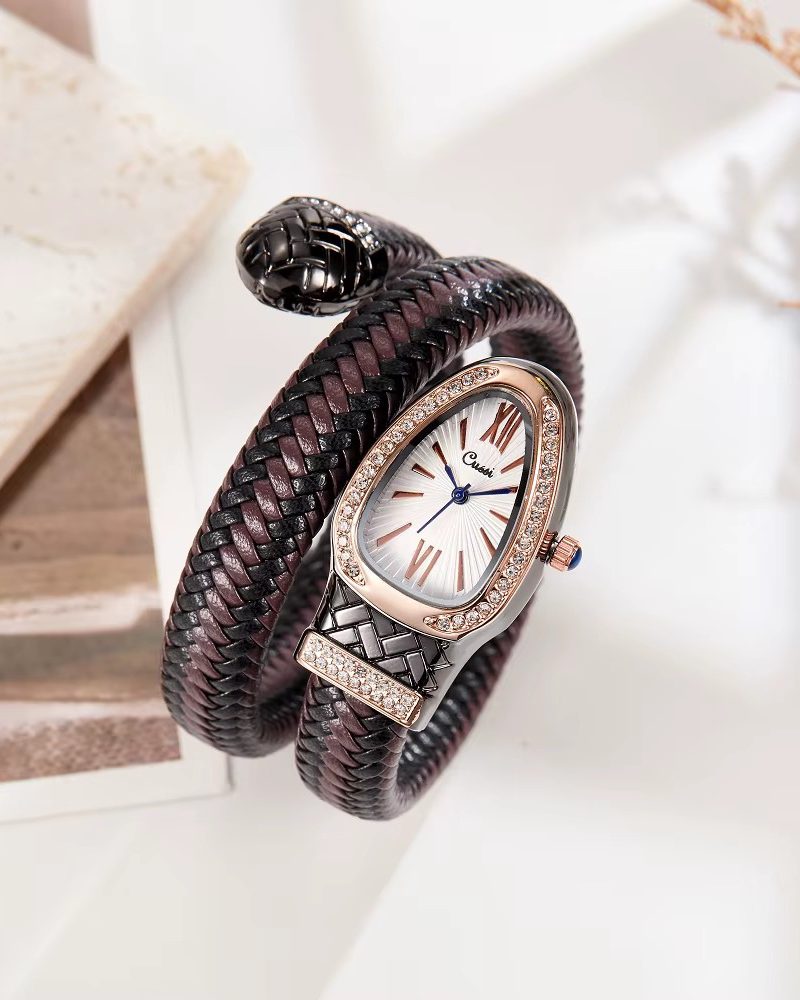 Diamond Leather Strap Zodiac Lucky Bracelet Snake Watch