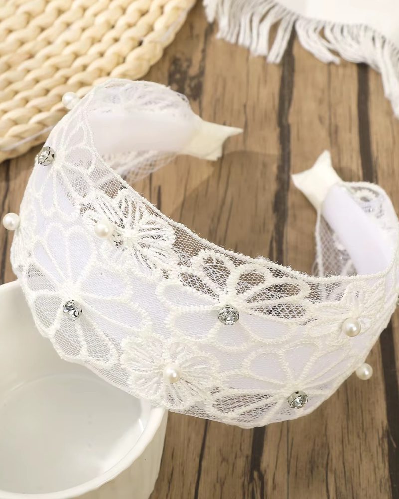 Elegant Lace Pearls Wide Fashion Hair Hoop Headband