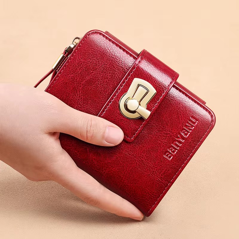 Genuine Leather Blocking ID Card Holder Zipper Coin Purse Small Purses
