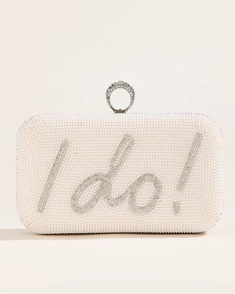 I Do Letter Pearl Beading Wedding Party Chain Shoulder Evening Bags