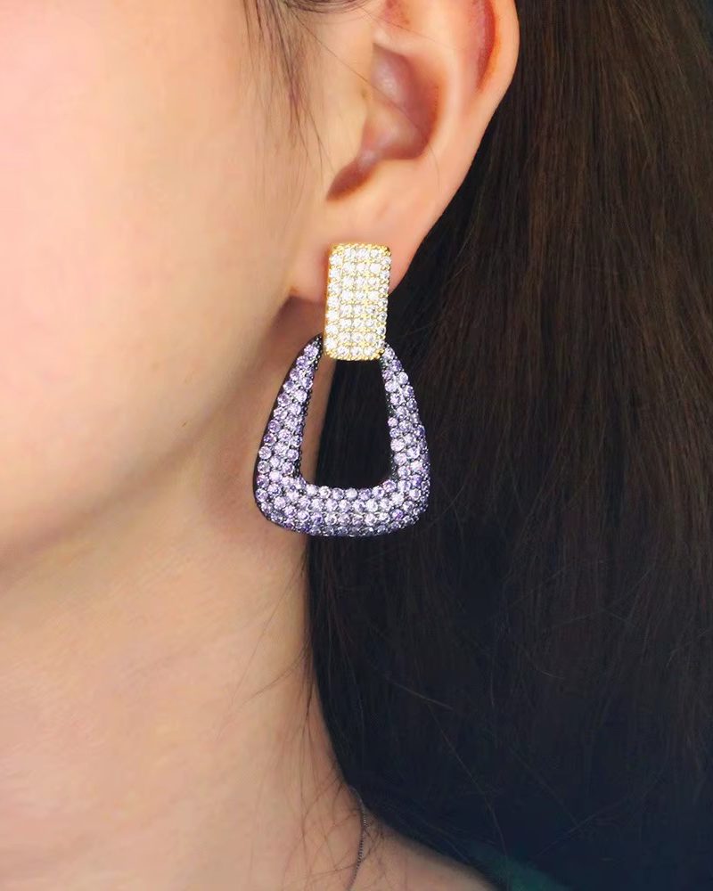 Luxury Cubic Zirconia Geometric Shape Long Dangle Earrings