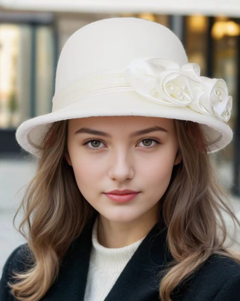 Elegant Rose Flower Fashionable Versatile Fisherman Hat