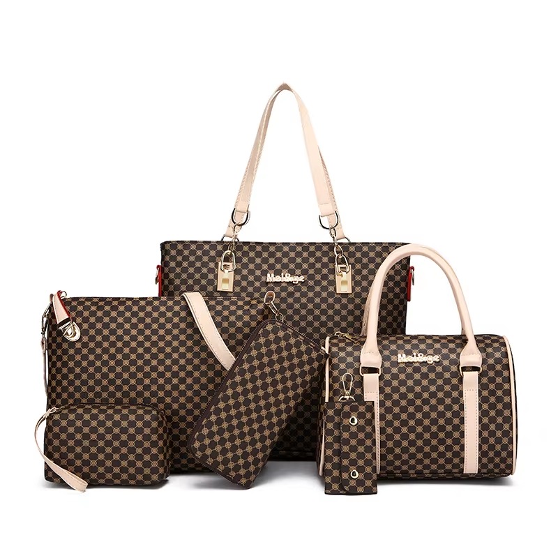 Six Pieces Set Handbag Shoulder Crossbody Clutch Bag Purse