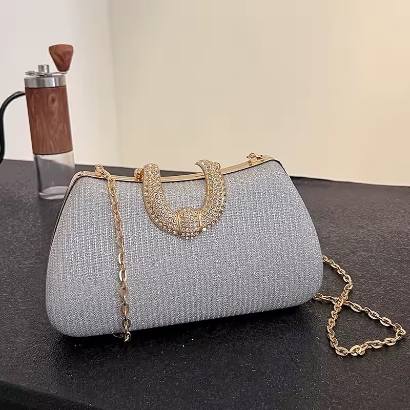 Sparkling Solid Color Rivet Party Shopping Hold Clutch Bag