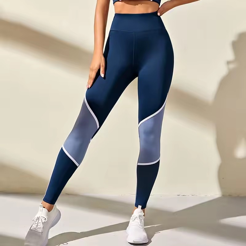Trendy Color Blocked Tummy Control High Waisted Yoga Pants