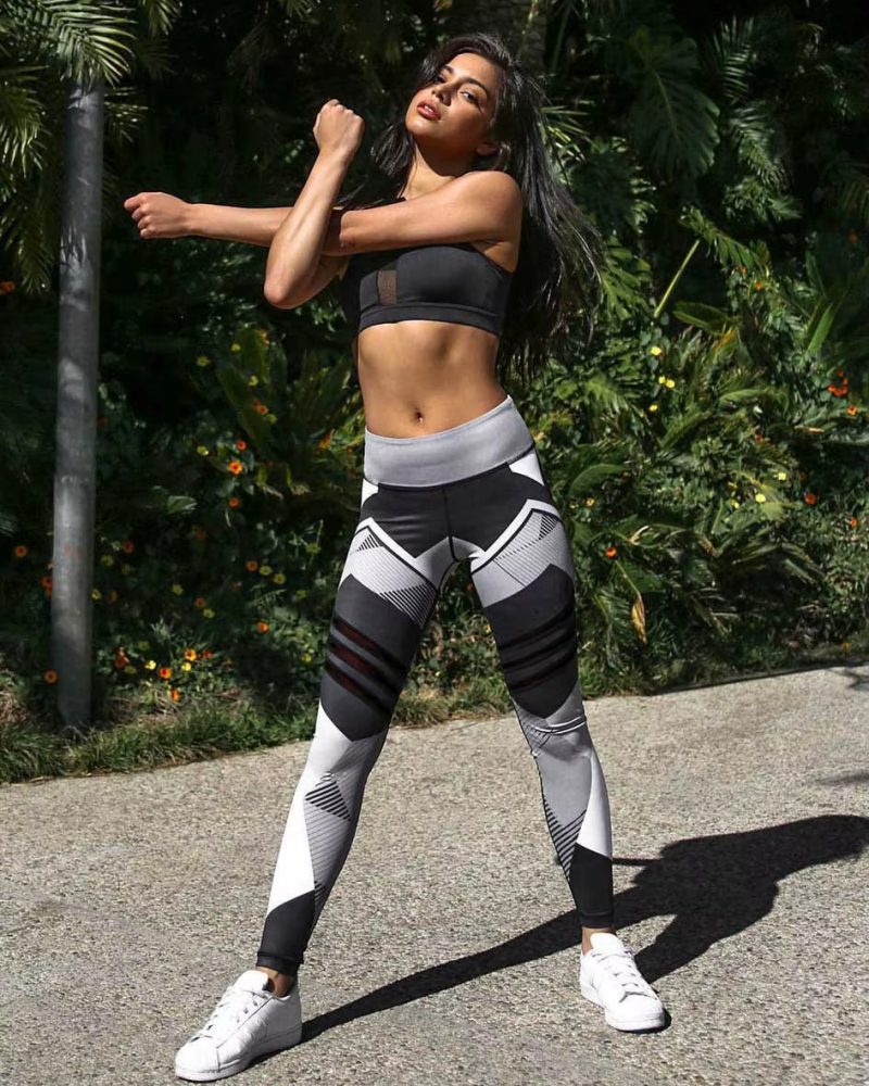 Trendy High Waist Tights Printed Ankle-Length Yoga Leggings