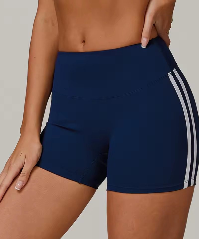Trendy Knitted Nylon High Waisted Yoga Shorts Sportswear