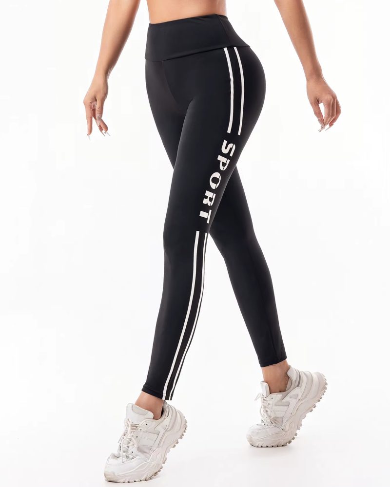 Trendy Letter Printed High-Waisted Pull-in Hip Lift Yoga Pants